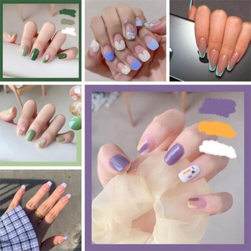 Art Design 24 Pieces Of Finished Products Wear Armor Spring And Summer Flowers Cool Soft False Nail Piece Manicure Jewelry