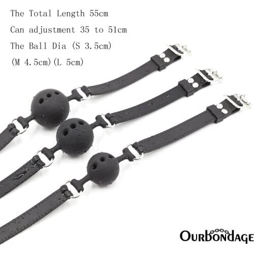 Ourbondage 3 Size And 3 Color Silicone Ball Gag and Open Mouth Gag Muzzle BDSM Bondage For Men and Women Sex Toys