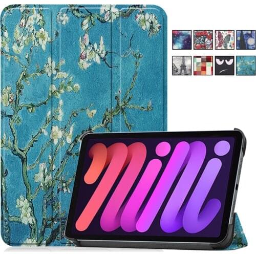 Tablet Cover For iPad Mini 6 2021 Case Tri-Fold Leather Smart Case For iPad Mini6 iPad Mini 6 Cover Hard Case Coque Funda
