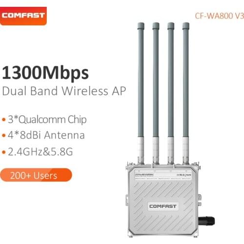 Comfast 1300Mbps Dual band 2.4&5.8G Outdoor Wireless AP Gigabit WIFI Router 4 External Antenna Base Station CF-WA800-V3