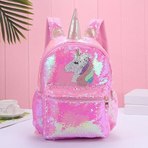 Children Unicorn Sequin Backpack Cartoon School Bag Bookbag large Capacity Book food Storage Double Shoulder Backpack Travel Bag