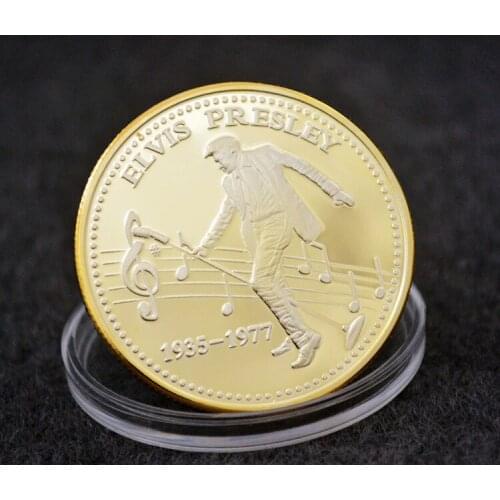Elvis 1935-1977 The King of N Rock Roll Gold Art Commemorative Coin Gift