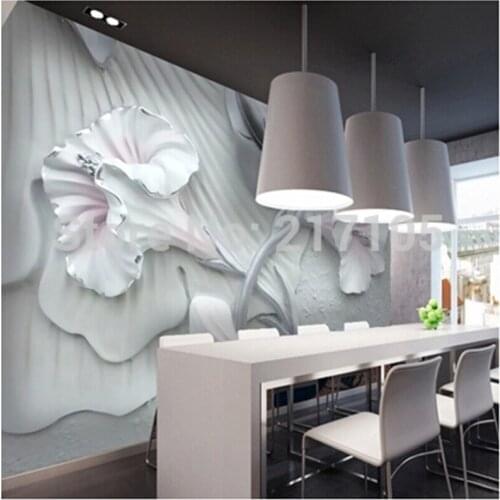 Custom 3D stereo brick wall lily flower wallpaper mural for living room dining room TV backdrop 3D wallpaper vinyl wallpaper