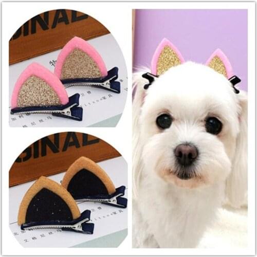 Pet Headwear Hair Accessories Dog Hair Clips Cat Ear Hairpin Top Clip Card Grooming Hair Bows