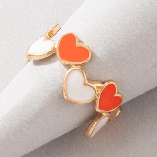 Tocona Lovely Heart Cute Ring New Fashion Irregular Dripping Oil Alloy Metal Wedding Ring Jewelry for Women Girls кольца 20245