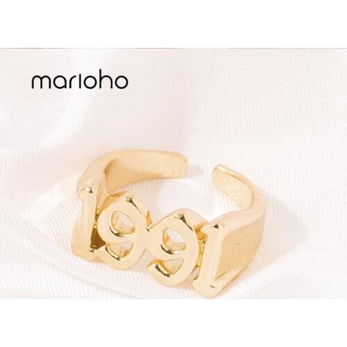 Marioho New Fashion 1991-2005 Year Ladies Ring Womens Simple Opening Adjustable Ring Accessory Number Wedding Ring Jewelry