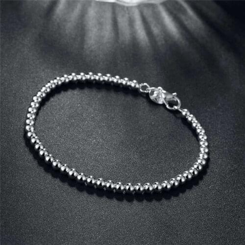 Beautiful Fashion Elegant Silver Color 4MM Beads Chain Women Letter Cute Bracelet High Quality Gorgeous Jewelry SMTH198
