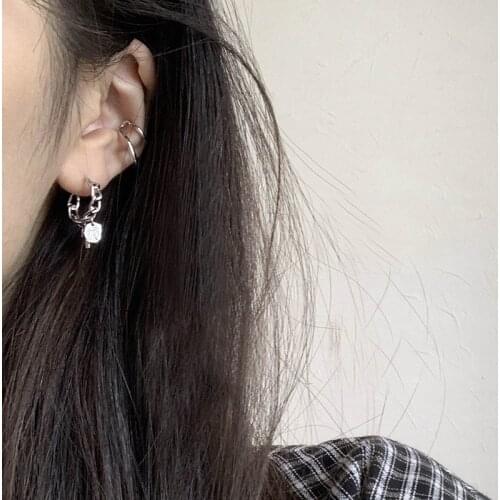 Cross Disc Circle Hoop Earrings For Women Hip-hop Street Style High Quality Fashion Korean Trendy Student Lady Jewelry BOYULIGE