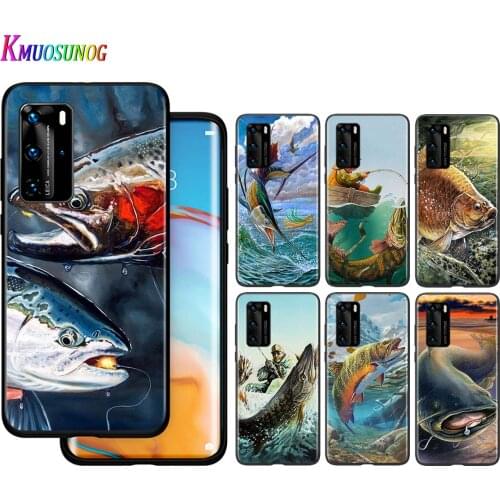 Hot Trout Panel Fish Fishing Style for Huawei P40 P30 P20 Pro P10 P9 P8 Lite E Pro P Smart Z Plus 2020 2019 Phone Case
