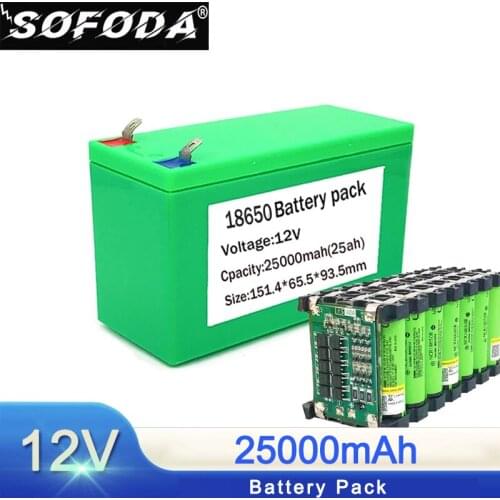 SOFODA 12V 25Ah Lithium Rechargeable Battery Pack Use 18650 cell for Uninterrupted Power Supply 10.8V 12.6V Battery
