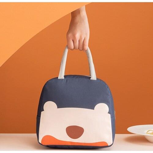 Cartoon Canvas Lunch Bags Portable Insulated Thermal Cooler Bento Lunch Box Tote Convenient Picnic Storage Bags For Women 2020