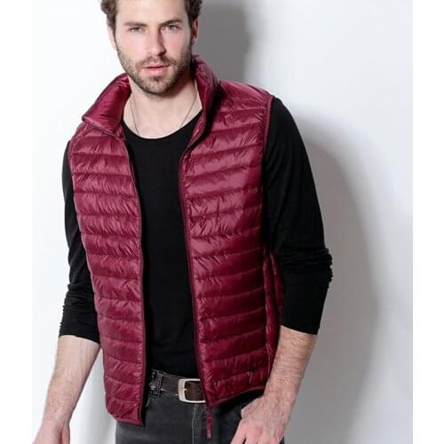 2018 New Spring Autumn Fashion Light Thin Down Vests Men Stand Collar Sleeveless Down Coats Casual Solid Slim Jackets Vest Mw391