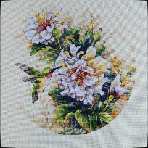 Hibiscus Duo Hummingbird and Flower Cross Stitch Kit Needlework 14CT Unprinted Embroidered Top Quality DIY Handmade Decoration
