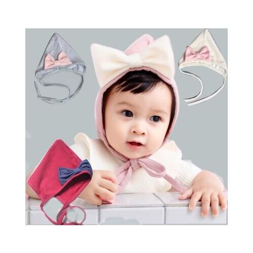 New Winter Kids Hat for baby Girls and Boy Autumn Spring Children Hats for Girls Cap with bow Pinnacle Elf baby Hat Fashion Kids