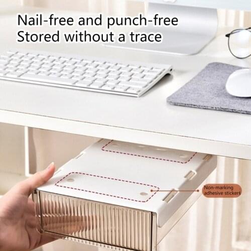 New Under Table Drawer Hidden Storage Box Self Adhesive Pen Pencil Tray Holder Desk Home Office Stationery Sundries Organizer