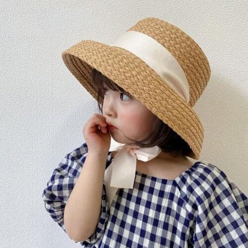 WeMe Kids Bucket Hat Straw Hats Sun Protection For Holiday