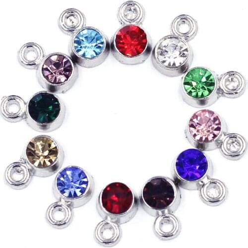 12Pcs Pendant Birthstone Crystal Cz Rhinestones Charms Handmade For Women Birthday Jewelry DIY Making Finding 9mm