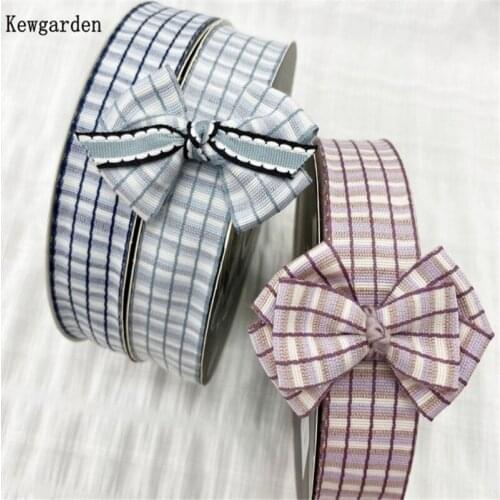 Kewgarden Stripe Plaid Polyester Ribbon 25mm 1" Handmade Tape DIY Hairbow tie Sewing Accessories Packing Riband Webbing 20 Yards