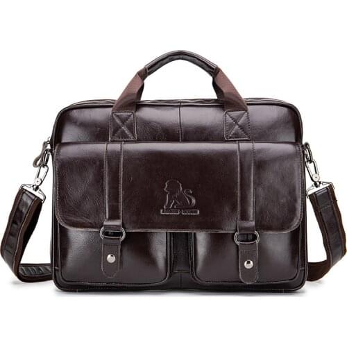 Famous Briefcase design mens Genuine Leather briefcase Male laptop bag natural Leather men Messenger bags mens Totes handbag