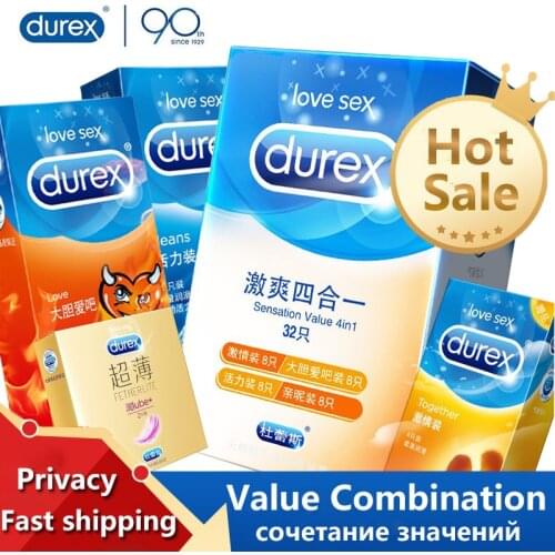 Durex Condoms Sensation Amazing Value 4in1 Ultra Thin Lubricated Condom for Men Natural Latex Penis Sleeve Adult Sex Products
