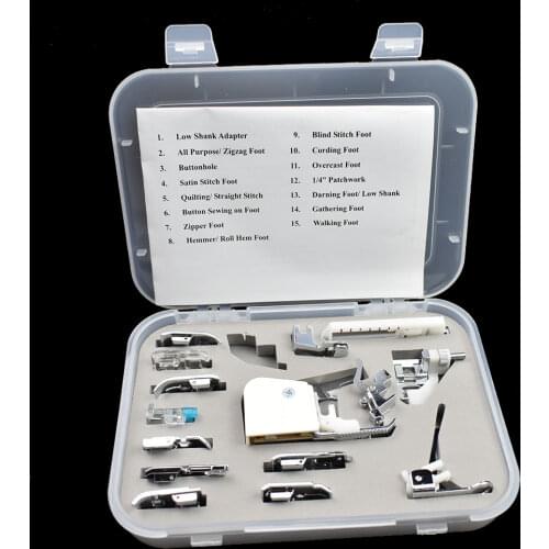 15pcs/set Sewing Presser Foot Set Household Sewing Machine Parts Multifunctional Sewing Domestic Foot Presser for Brother for