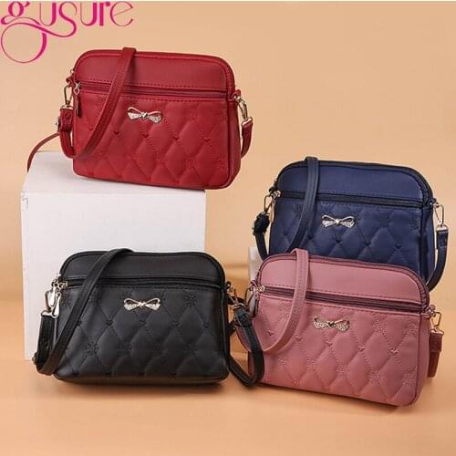 Gusure Luxury Brand Shoulder Handbags Women Designer High Quality PU Leather Crossbody Messenger Bag Female Small Phone Purse