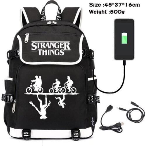 Stranger Things USB Port backpack for Women Men School Book Students Bag Female Male Travel
