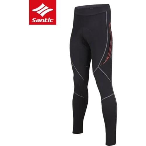 Santic Cycling Pants Men Winter Thermal Fleece Windproof PRO Padded Long Bike Pants Breathable Padded Road Bicycle Trousers
