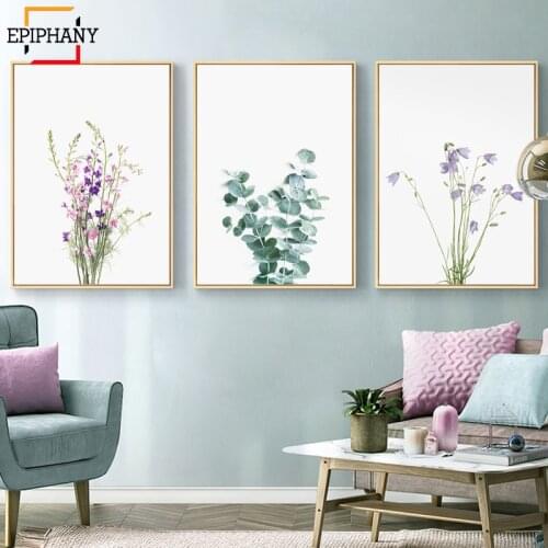 Botanical Art Print Modern Eucalyptus Minimalist Lavender Wall Canvas Painting Nordic Home Decor Wall Pictures for Living Room