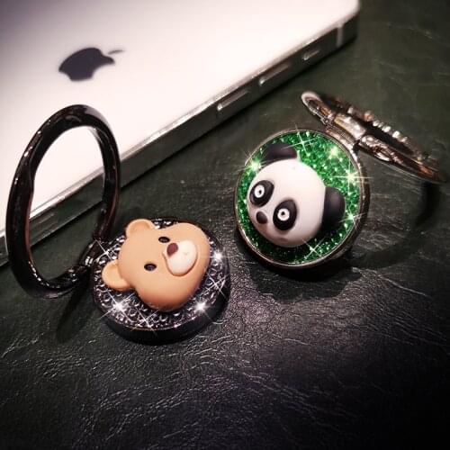 Panda Fold Finger Grip Ring Mobile Phone Holder Bling Glitter Cartoon 360 Rotation for iphone samsung xiaomi redmi Holder Stand