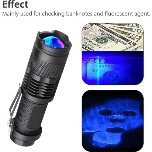 1pc Led UV flashlight Purple Ultra Violet AA battery Torch Lamp Flash light torch Black light for Money Cash Checker Detection
