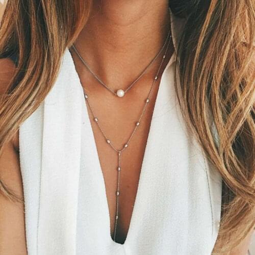 Trendy Multi-Layer Chain Choker Women Necklace Sweater Chain