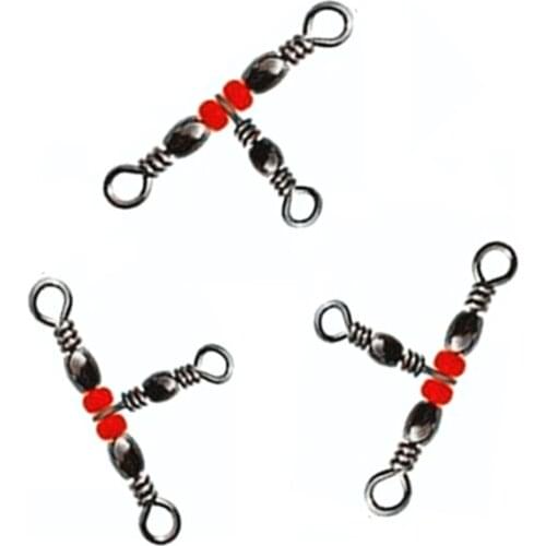 PHAT FISH 50pieces Three Way Connector 3 Way T-Turn Swivels Large Bass for Fishing Barrel Triple Swivel Style C
