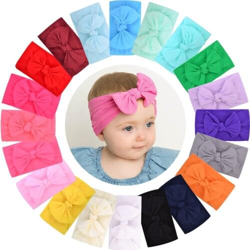 1 piece Turban Bows Headband for Baby Girls 6.1 Inch Headwraps Elastic Toddler Headwear Baby Hair Accessories Soft Bow Headband