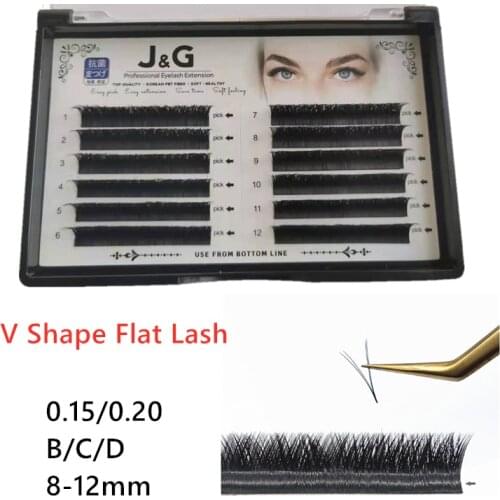 V Shape Auto-Fans 2D Eyelash Extension Soft Ellipse Flat Split Tips Premade Volume Premium Individual false Lashes