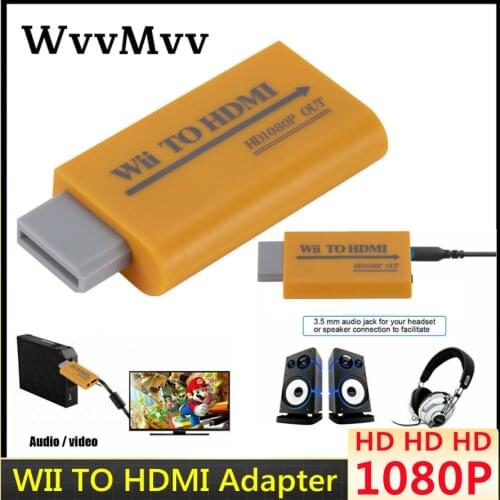 WVVMVV Full HD 1080P Wii to HDMI Adapter Converter Wii2HDMI-compatible Converter 3.5mm Audio for HDTV PC Monitor Display