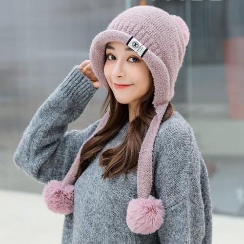 Winter Hats Round Hat Women Knitted Wool Cap Female Beanie To Keep Warm High Quality Solid Color Hats Casual Hedging Caps