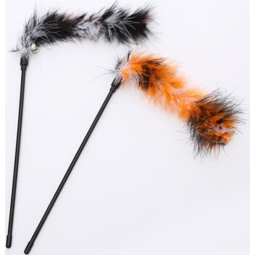 USD 0.85/pc wholesale Macaroon turkey feather cat teaser fishing rod playing toys for cat kitten 20pcs/lot USD 0.85/pc wholesa