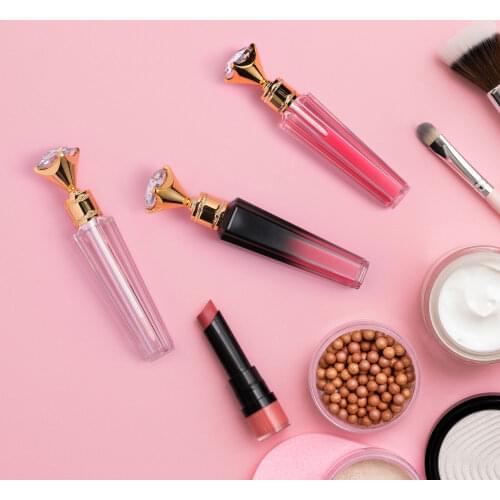 1PC Empty Plastic Lip Gloss Tube Diamond Cap DIY Lip Gloss Containers Bottle High Quality With Clear Black Body Small Lipstick
