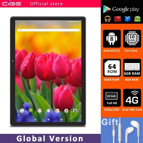 Google Play Android 10 inch Tablet PC 4G LTE Ten Core 6GB RAM 64GB ROM 1920x1200 IPS Wifi Kids GPS Cheap Tablets 10.1 Gift
