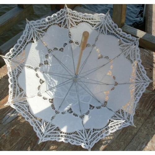 10pcs/lot 38 Inch Fashion Elegant Umbrella Long-handle Non-automatic Lace Parasol for Wedding 11 Colors