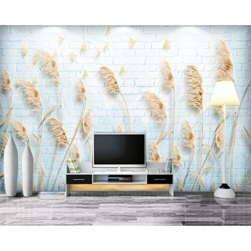 Beibehang Custom Mural Modern 3D Large Wallpaper Reed Butterfly brick HD Living Room Sofa Bedroom 3d Wallpaper papier peint