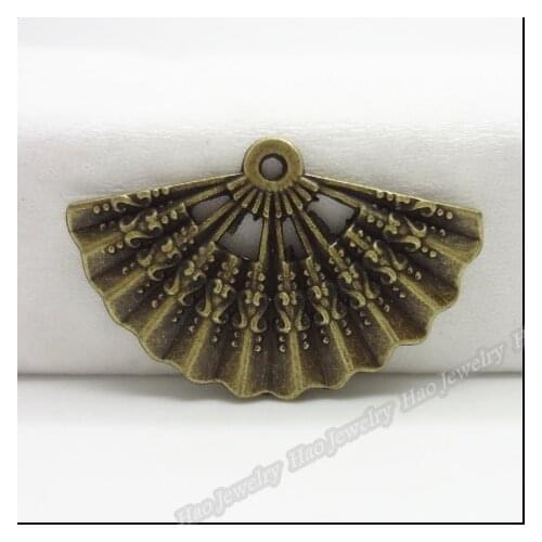 55pcs Vintage Charms Fan Pendant Antique bronze Fit Bracelets Necklace DIY Metal Jewelry Making