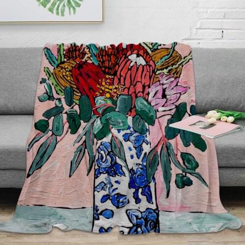 Australian Native Bouquet of Flowers after Matisse Throw Blanket Warm Microfiber Blanket Flannel Blanket For Bedroom