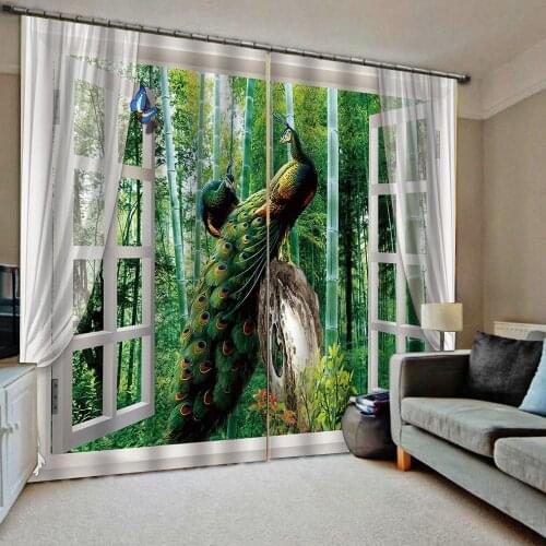 Bamboo forest Blackout 3D curtains custom peacock modern curtains for living room bedroom