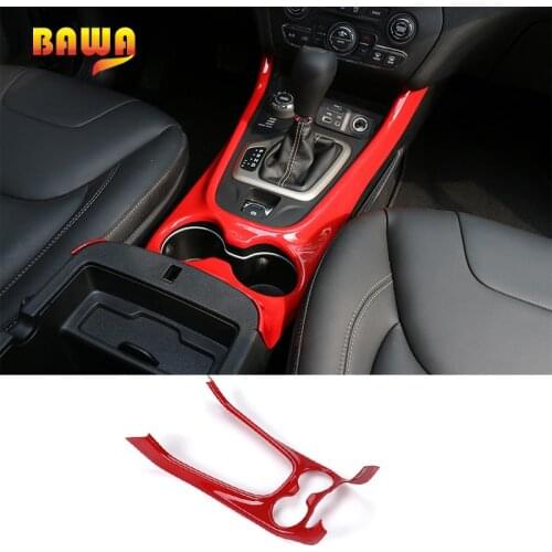 BAWA Interior Mouldings ABS Gear Shift Panel Cup Holder Decoration Cover for Jeep Cherokee 2014-2016 Interior Accessories