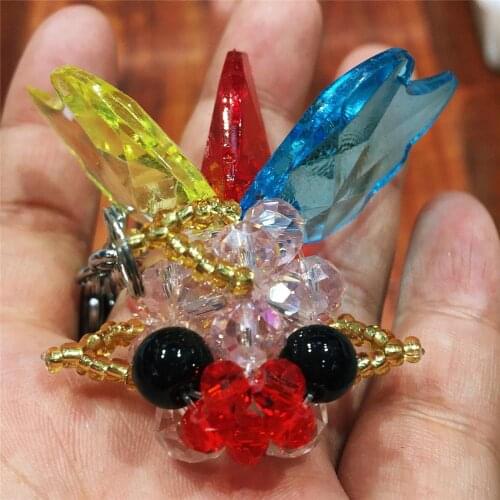 1PCS Hand-woven animal cute little goldfish Austrian crystal key chain hanging bag accessories glittering Christmas gift