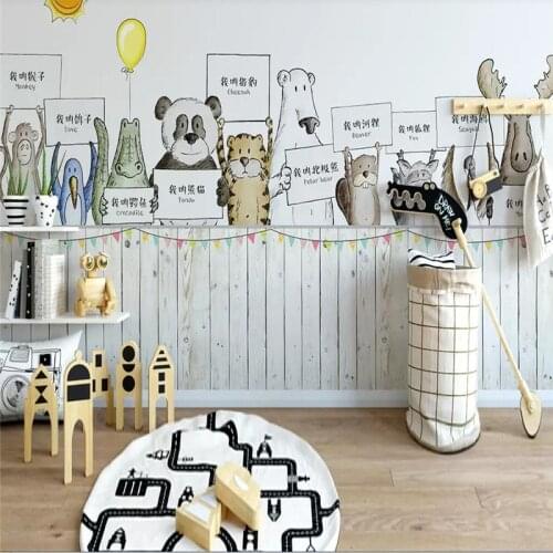 Decorative wallpaper Nordic simple cartoon animal children house background wall