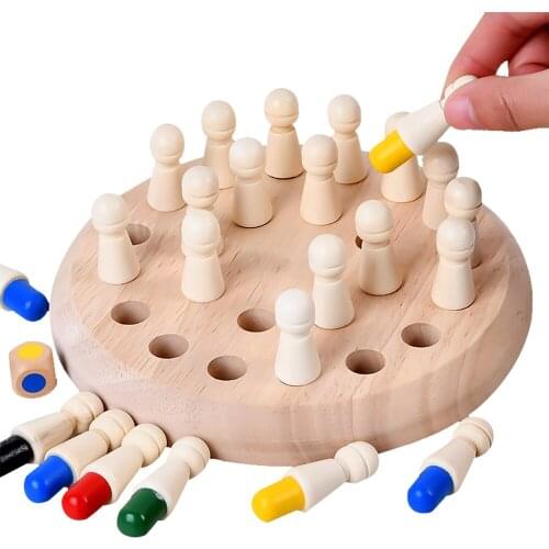 Kids Wooden Memory Match Stick Chess Intellectual Children Party Board Puzzle Color Memory Chess Games Educational Learning Toys