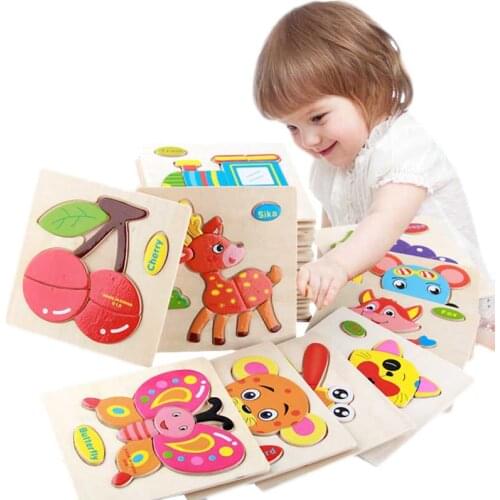 Baby Toys Wooden 3d Puzzle Cartoon Animal Intelligence Kids Educational Brain Teaser Children Tangram Shapes Learning Jigsaw